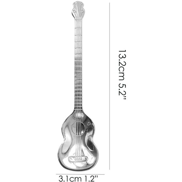 6 Pcs Stainless Steel Guitar Spoon Set for Stirring Mixing Coffee Tea - Picture 5 of 7